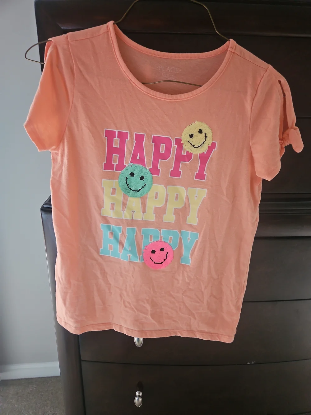 The Children's Place Coral Tie-Sleeve 'Happy' Graphic Tee